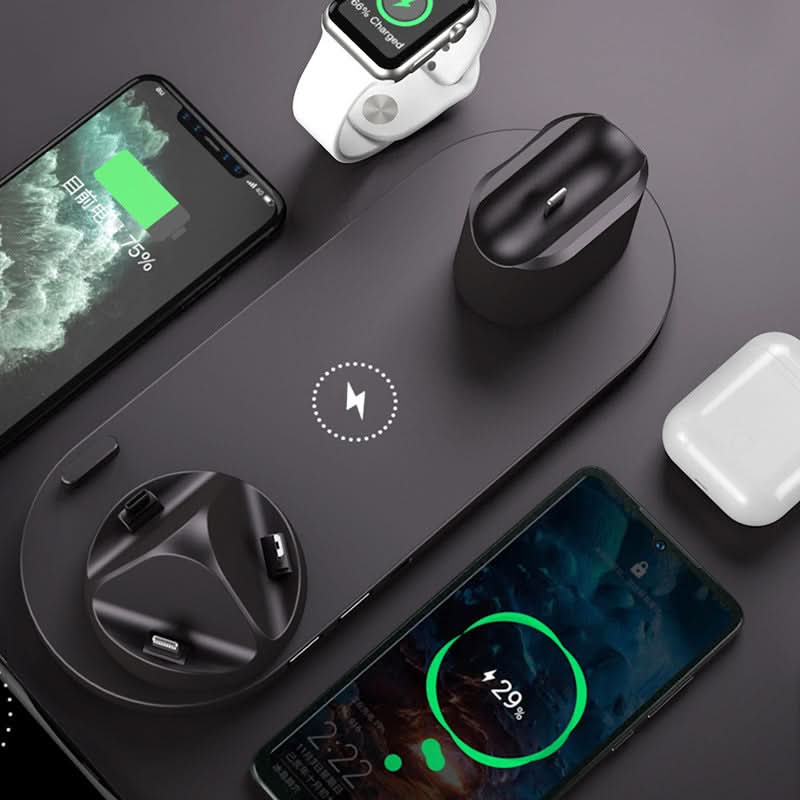 Stazione di ricarica wireless 6 in 1 per smartphone, orologio e altri dispositivi