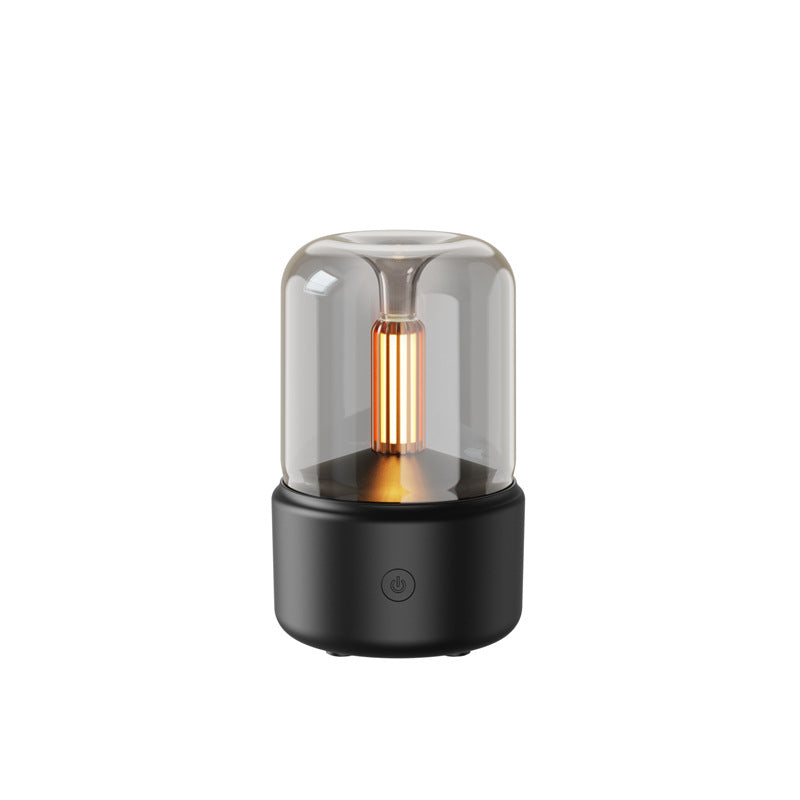Diffusore di aromi e umidificatore portatile 120 ml, effetto candela, USB, LED notturno, olio direttamente nell'acqua