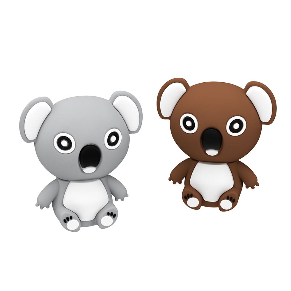 Chiavetta USB in silicone a forma di koala cartoon, due colori grigio e marrone, USB 2.0, indicatore luminoso.