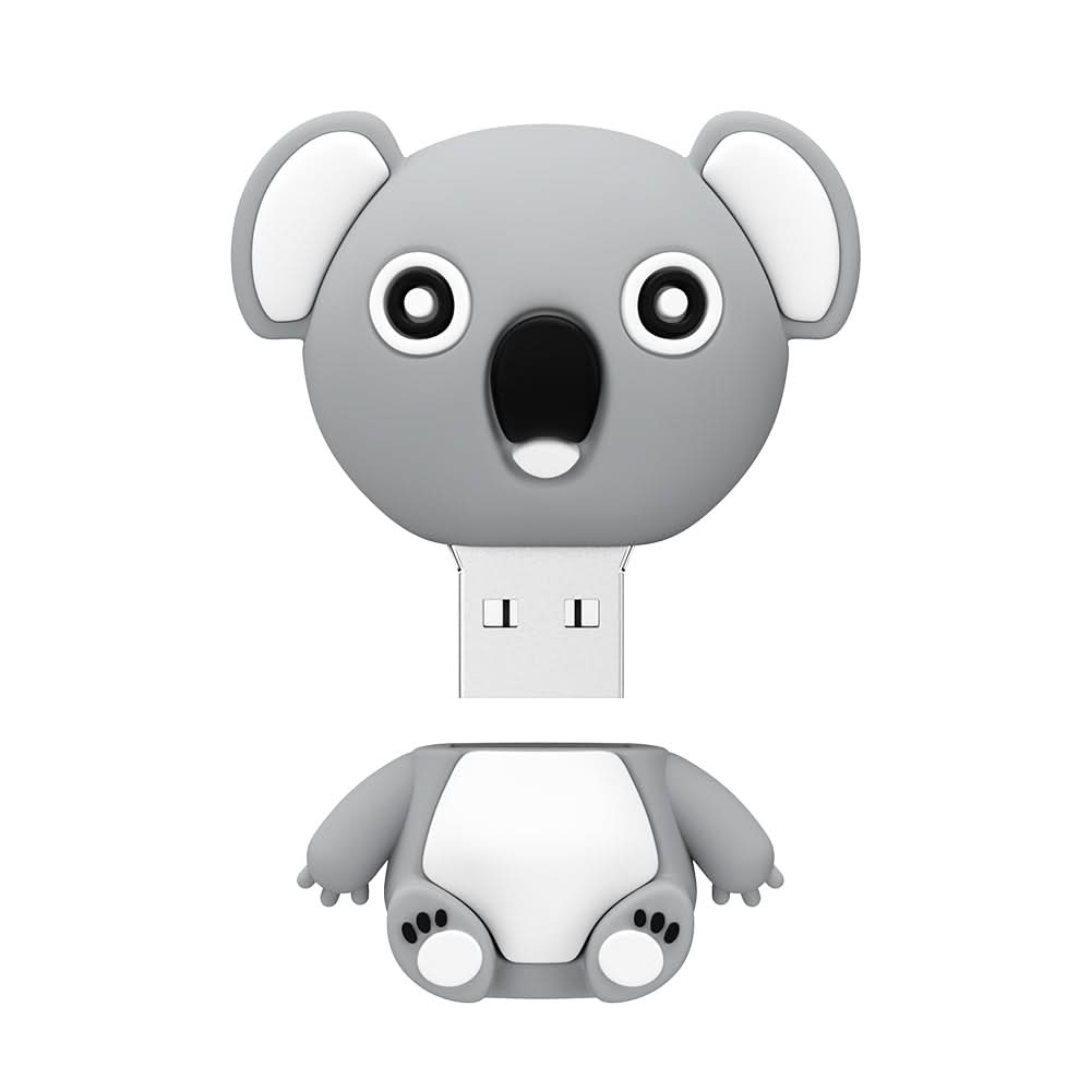Unità flash USB in silicone a forma di koala cartone animato, interfaccia USB 2.0, luce indicatrice.
