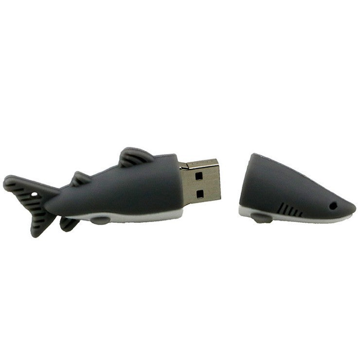 Chiavetta USB a forma di squalo cartoon, cappuccio staccabile, USB 2.0.