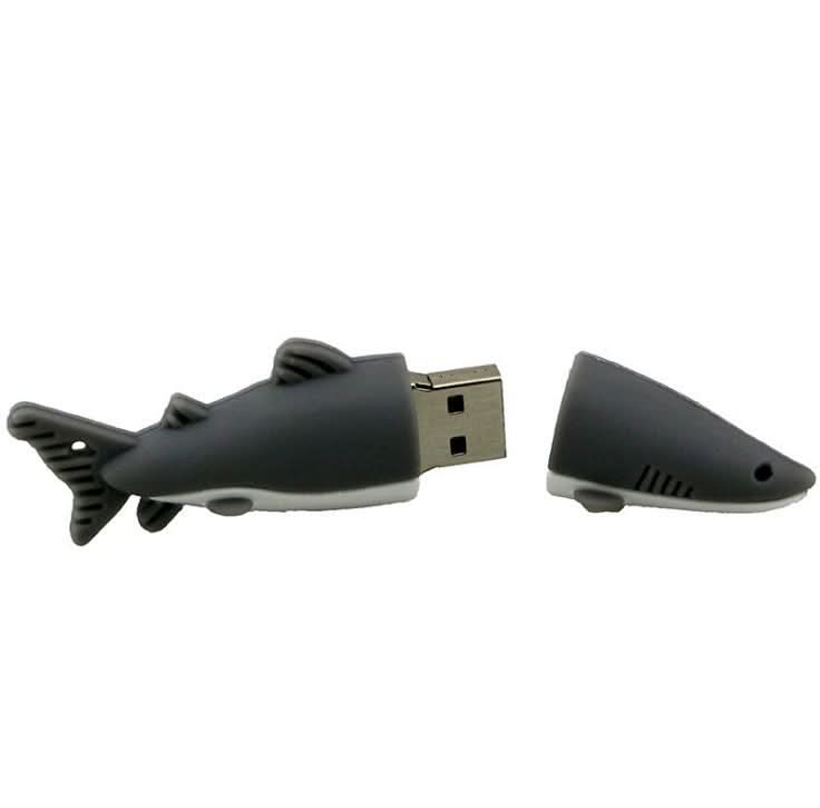 Chiavetta USB a forma di squalo cartoon, cappuccio staccabile, USB 2.0.