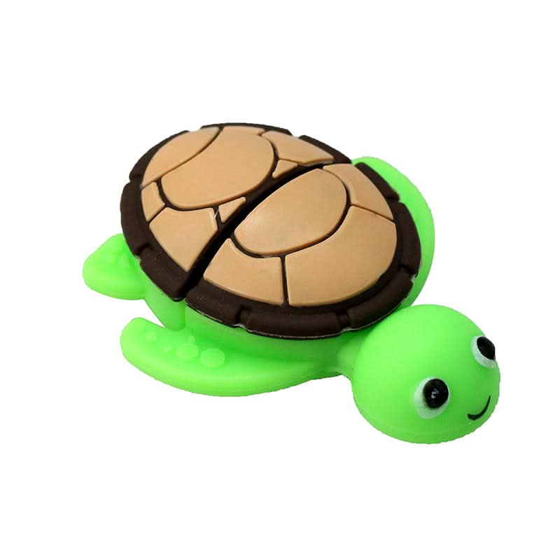 Pen drive tartaruga cartoon verde con guscio marrone, USB, velocità trasferimento 5 MB/s e lettura fino a 12 MB/s