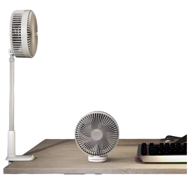 Ventilatore USB ricaricabile pieghevole da tavolo, portatile, con testa oscillante