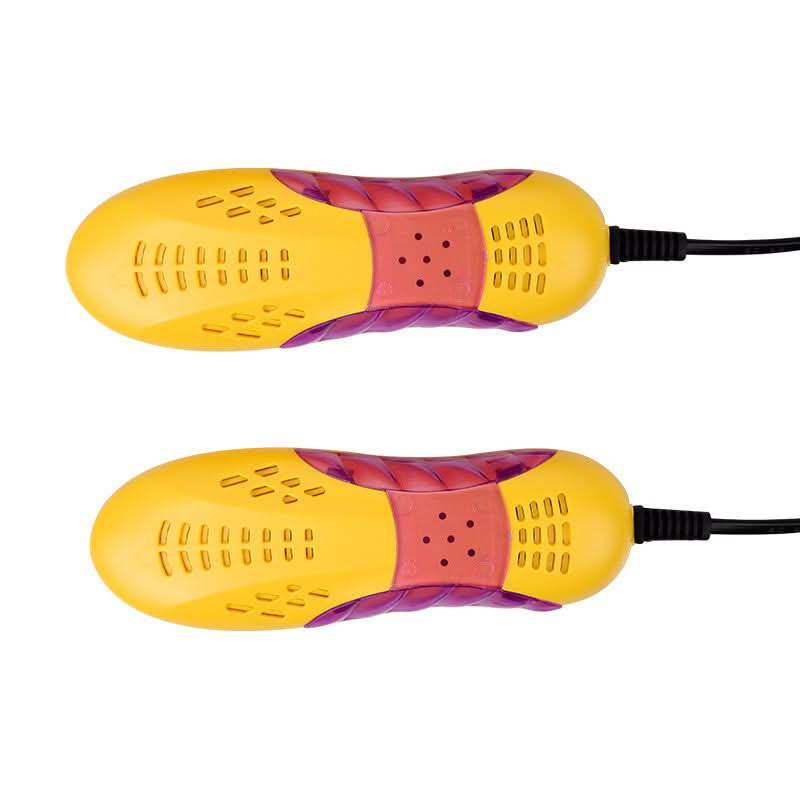 Asciugatore di scarpe autunno/inverno multifunzionale, due unità gialle con cavo, uso domestico.