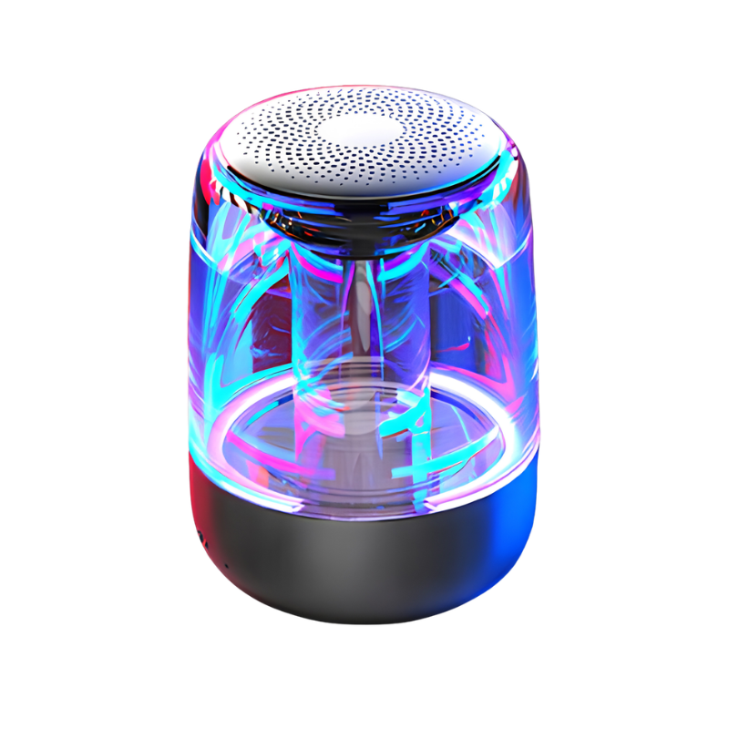 Altoparlante Bluetooth portatile con LED multicolore, bass potente, uso esterno, raggio Bluetooth 10 m.