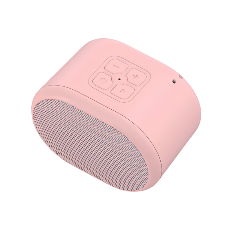 Mini altoparlante Bluetooth portatile a forma di macaron rosa, batteria 1500mAh, 8h di riproduzione