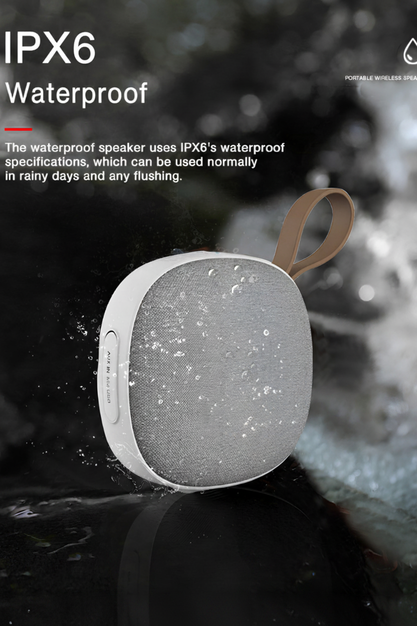 Altoparlante Bluetooth magnetico impermeabile IPX6, portatile con cinturino in ecopelle, bassi profondi.