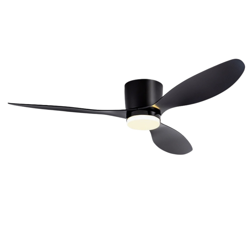 Ventilatore a soffitto retrò con luce integrata, pale in ABS, nero, diametro espanso 106 cm, telecomando.