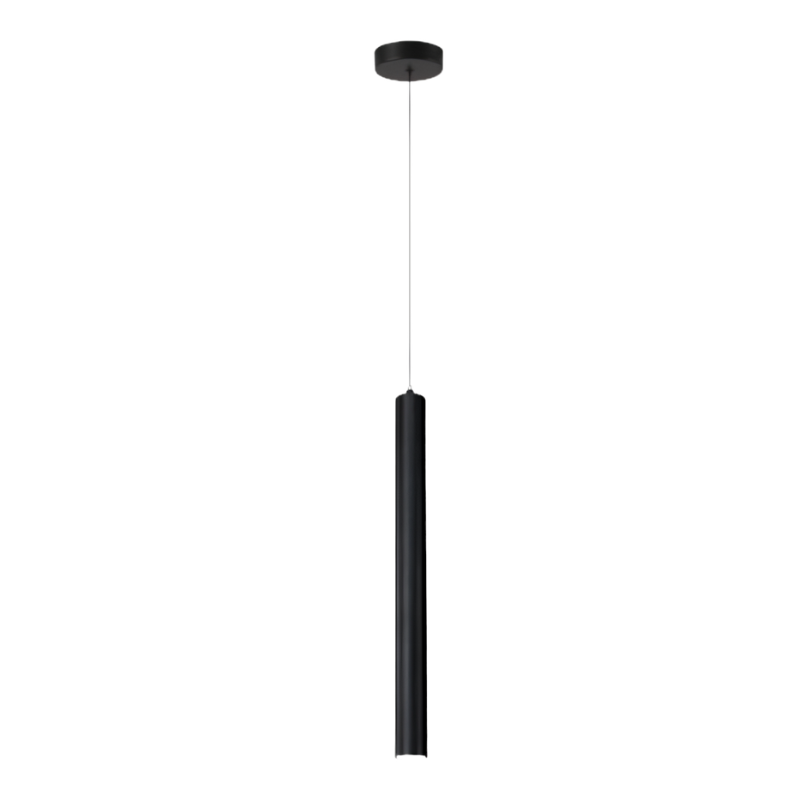 Lampada a sospensione lineare cilindrica LED nera, stile moderno minimalista per camera o studio