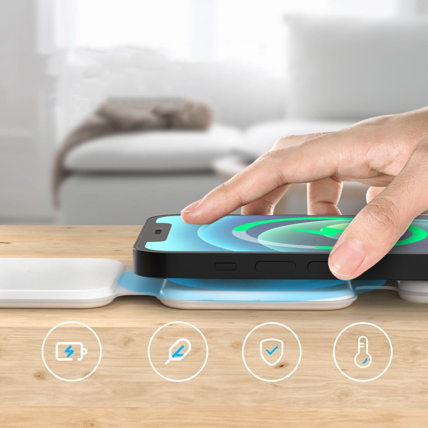 Stazione di ricarica wireless 3-in-1 magnetica pieghevole per smartphone e altri dispositivi