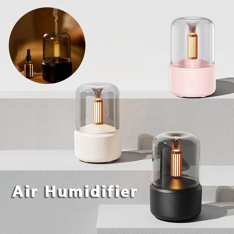 Umidificatore diffusore di oli essenziali con luce a candela, 120 ml, USB, nebbia fredda, 8-12 h, LED notturna