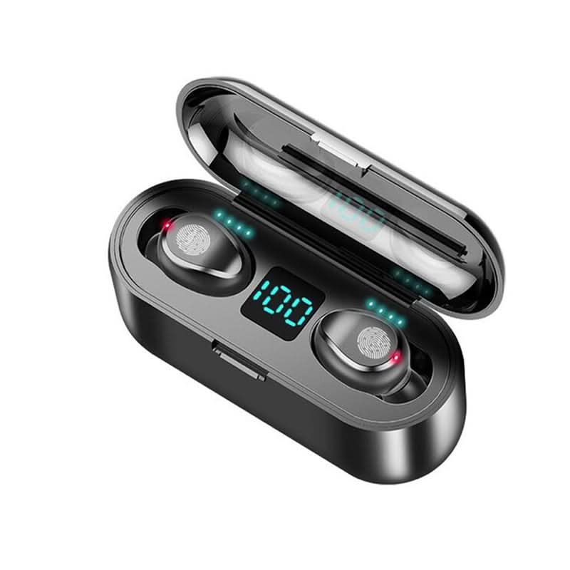 Auricolari Bluetooth sportivi impermeabili con custodia di ricarica, display LED e bassi profondi