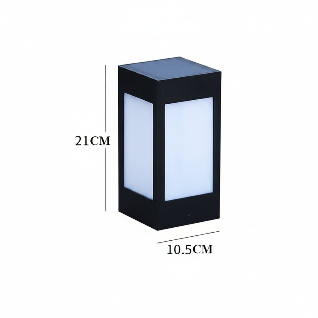 Lanterna solare da giardino nera con pannelli opachi, LED 5W, 1,2 V, autonomia 8h, uso cortile/esterno.