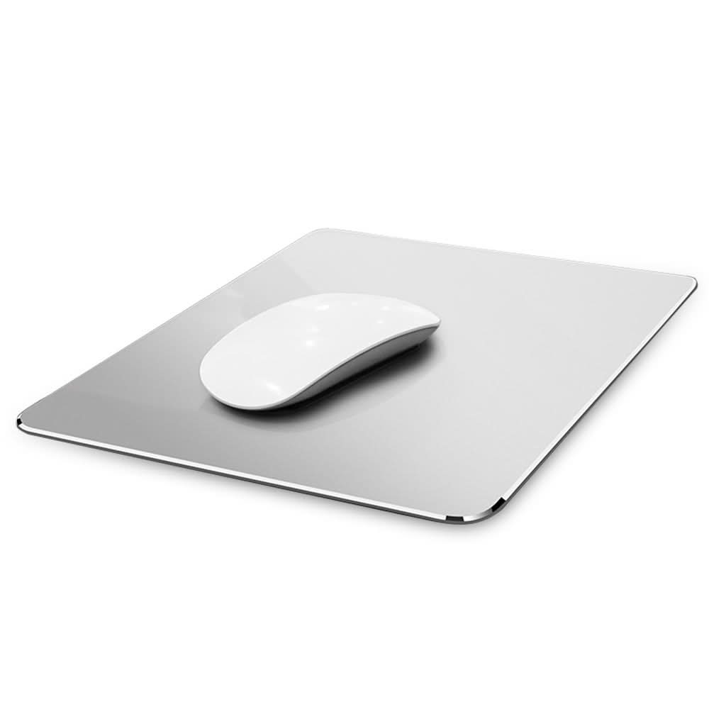 Tappetino per mouse in alluminio, doppio lato antiscivolo, superficie lucida, misure XS–L (200×170 mm–300×240 mm)