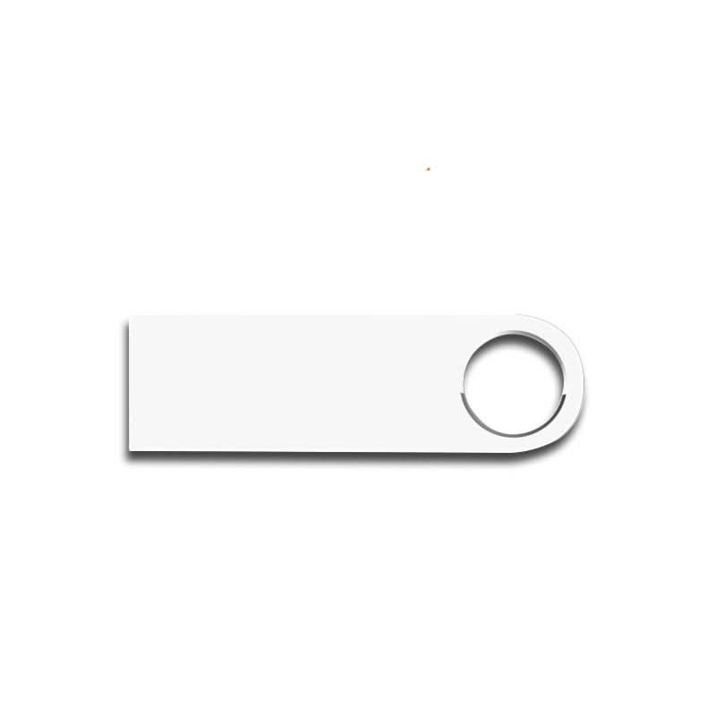 Chiavetta USB bianca con anello integrato, pronta all’uso per laptop e PC