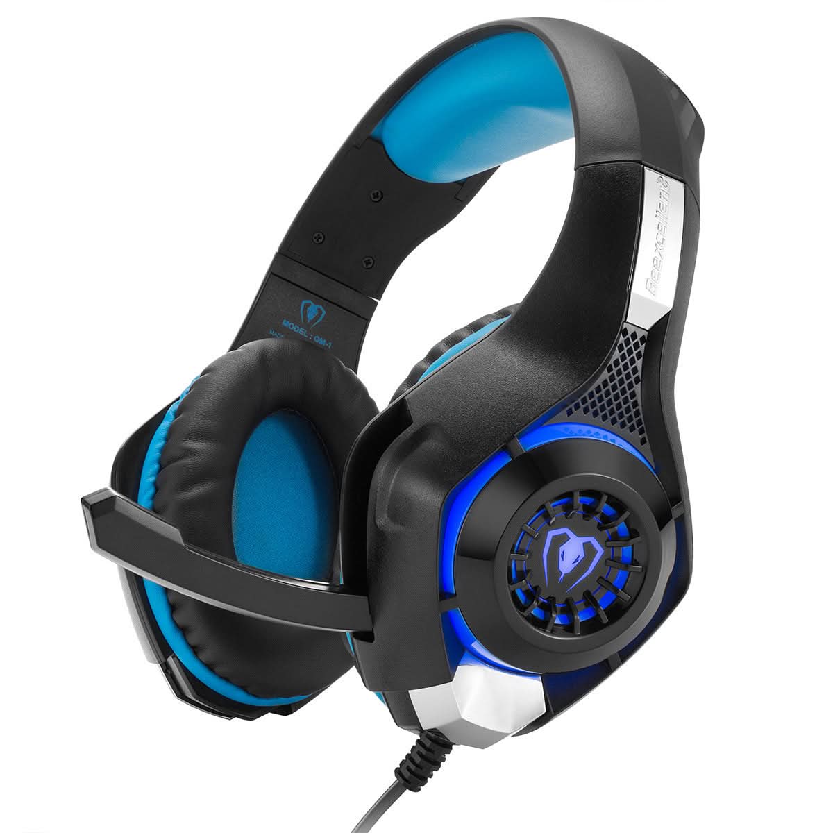 Cuffie da gaming Beexcellent GM-1 con LED blu, microfono, headset stereo.