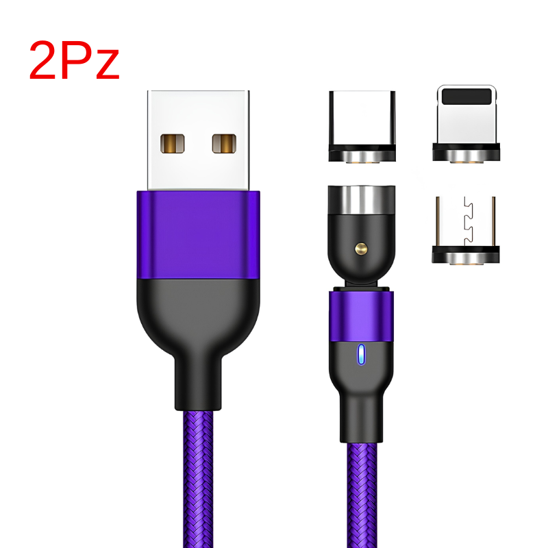 Essager cavo magnetico ruotabile 360° USB-C, ricarica rapida, connettore magnetico intercambiabile, viola