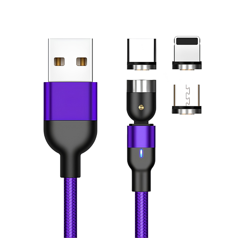 Cavo magnetico Essager con USB-C 360°/540°, ricarica rapida, connettori magnetici intercambiabili e USB-A.