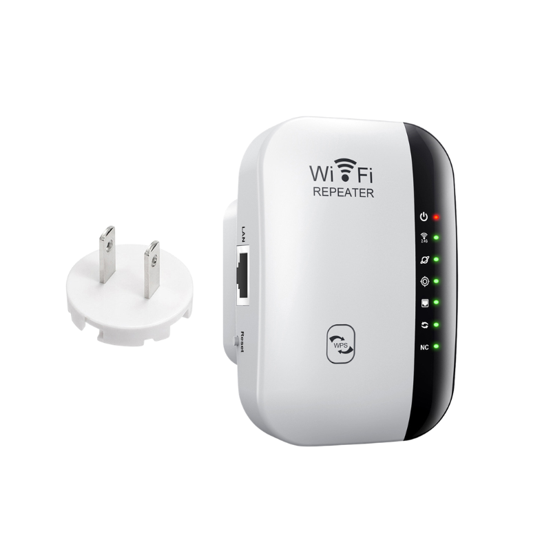 Ripetitore WiFi in ABS, estende rete domestica; alimentazione 110-230V, 2.4GHz, spina EU inclusa, norme UE/US/UK/AUS