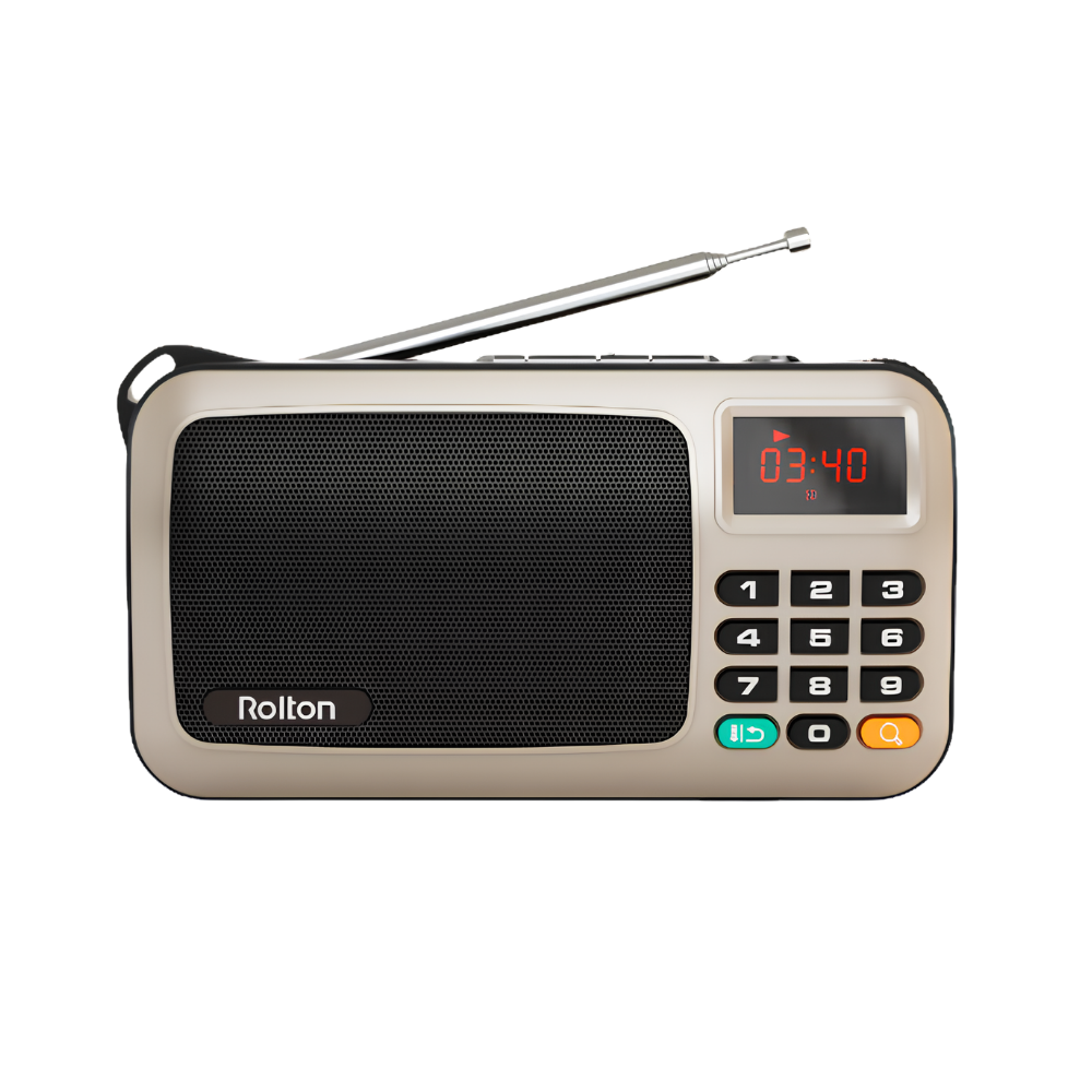 Radio FM portatile con altoparlante, display digitale, tastiera numerica, antenna retrattile, supporta USB/TF MP3