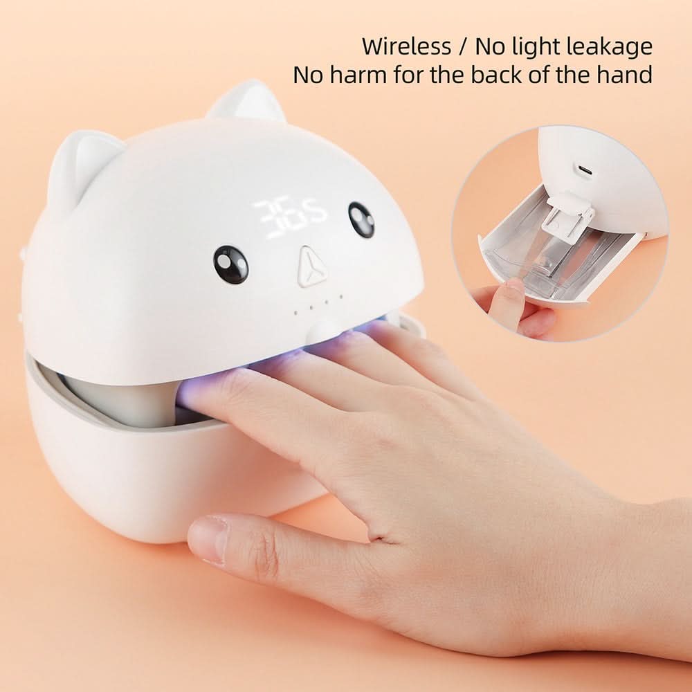 Lampada LED fototerapia per unghie bianca, forma gatto, asciugatura rapida, nessuna perdita di luce confezione una unità.