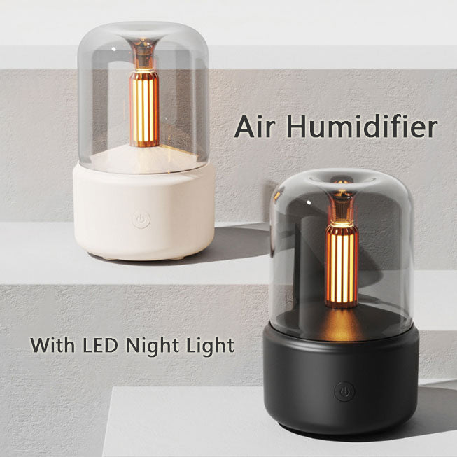 Umidificatore diffusore aromi portatile USB 120 ml, 8-12h luce LED a effetto candela; nessun filtro, olio nell'acqua.