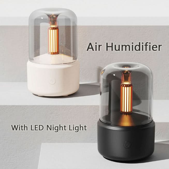Umidificatore diffusore aromi portatile USB 120 ml, 8-12h luce LED a effetto candela; nessun filtro, olio nell'acqua.