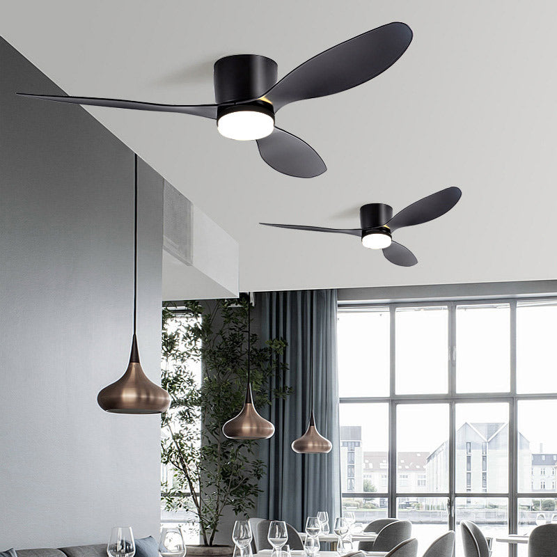 Ventilatore a soffitto retrò con luce integrata, pale in ABS, nero, diametro 42-52 pollici, per soggiorno e pranzo.