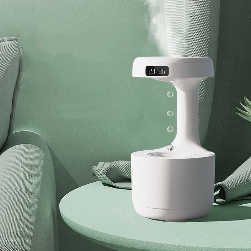 Umidificatore anti-gravità con orologio digitale, diffusore aromi nebulizzazione ultrasonica, silenzioso e alta capacità.
