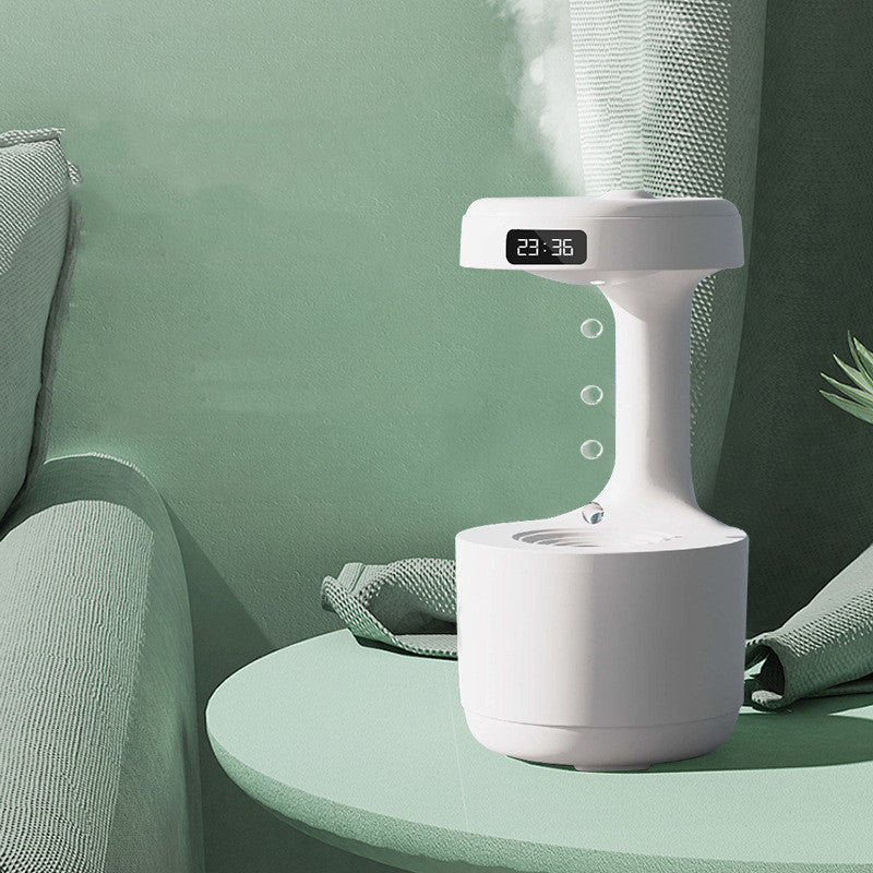Umidificatore anti-gravità con orologio digitale, diffusore aromi nebulizzazione ultrasonica, silenzioso e alta capacità.