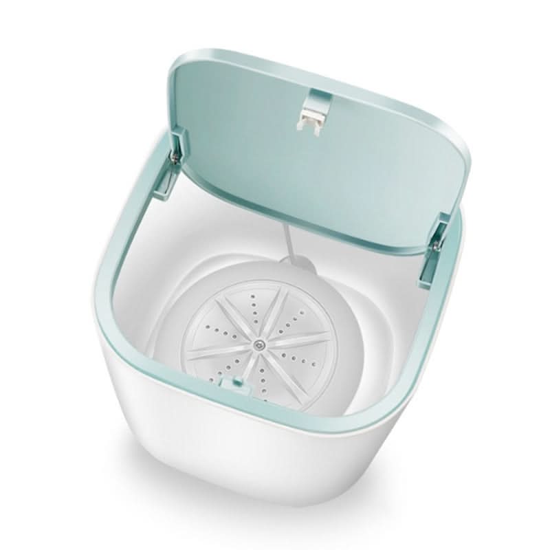 Lavatrice ultrasonica da tavolo WV-781, capacità 3,8 L, alimentazione USB 5V, 18W, coperchio azzurro aperto