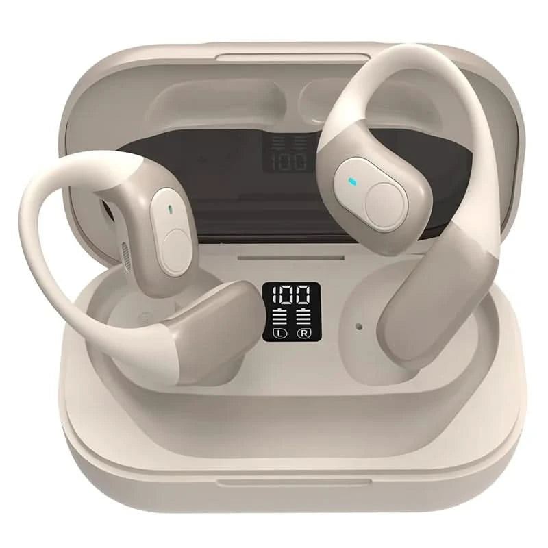 Auricolari Bluetooth Cuffie Musica Audio Custodia Display LED Colori Nero Beige Ricarica 1h Distanza Funzionamento 15m Dispositivi Elettronici - POWER SMARTECH
