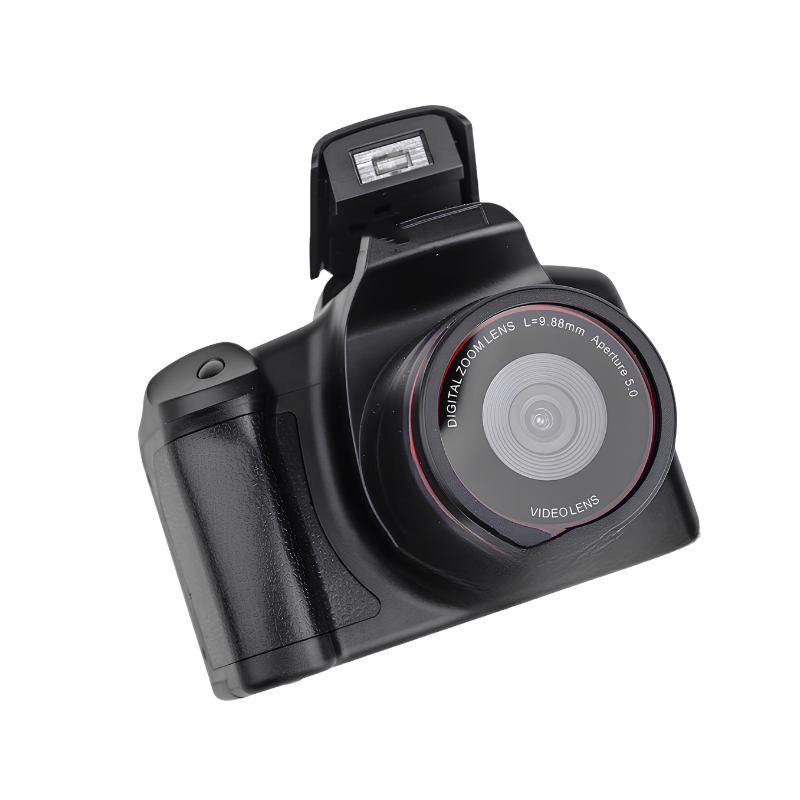 Camera digitale video all-in-one nera con zoom ottico 16x, schermo LCD da 2,4 pollici, risoluzione 1080p