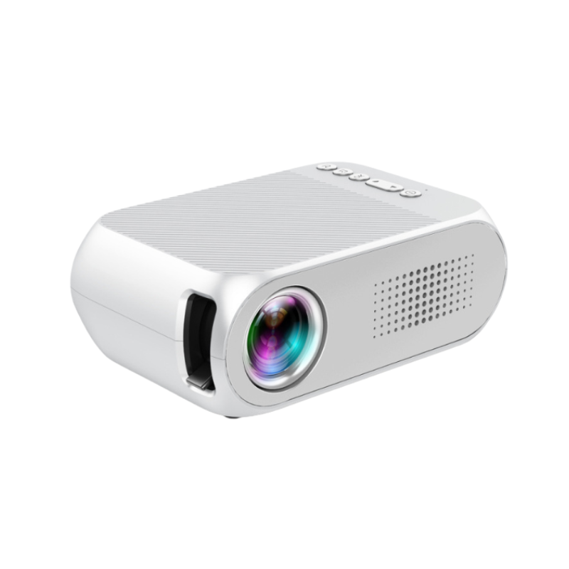 Proiettore mini portatile QVGA , proiezione frontale, risoluzione 320x240, 18W, alimentazione 110–240V, 20–80 pollici.