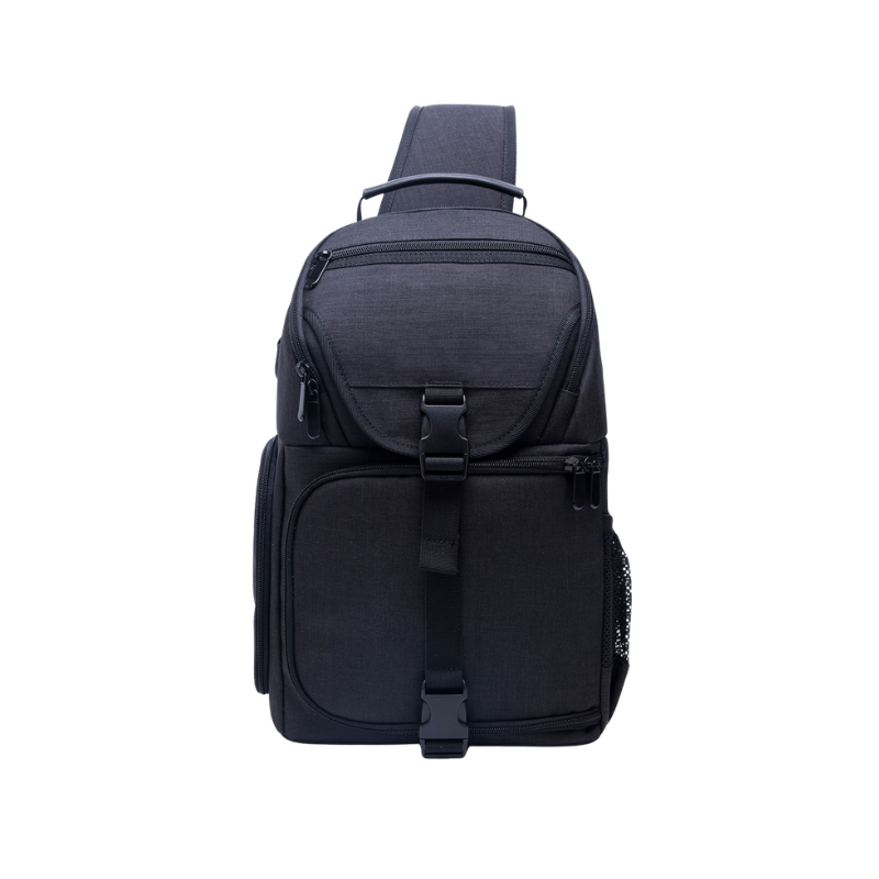 Borsa per fotocamera impermeabile in nylon nero, 25x15x36 cm, capacità: fotocamera, obiettivo, treppiede, accessori.