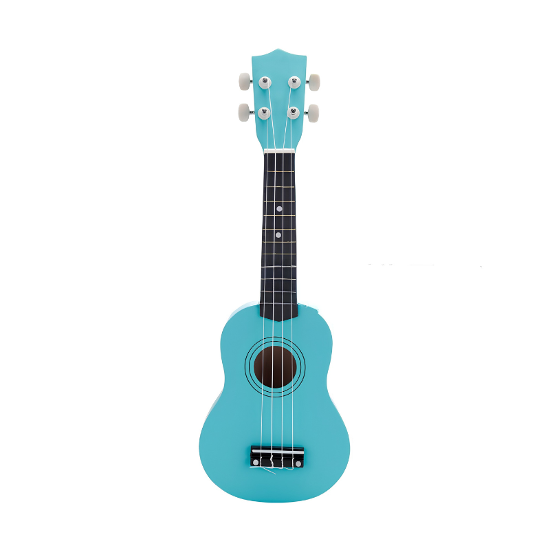 Ukulele per bambini Junning da 21 pollici, colore turchese, manico scuro, strumento musicale