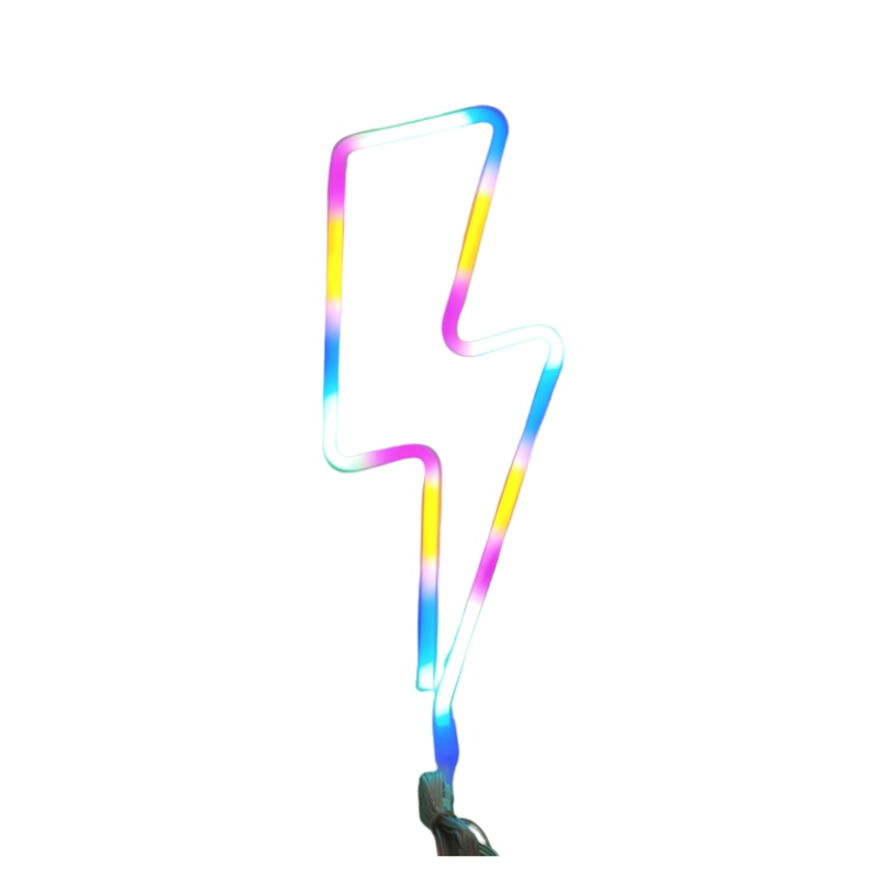 Neon LED a forma di fulmine multicolore per decorazione stanza, 34x13 cm, 4,5 V, 10000 h, IP42.