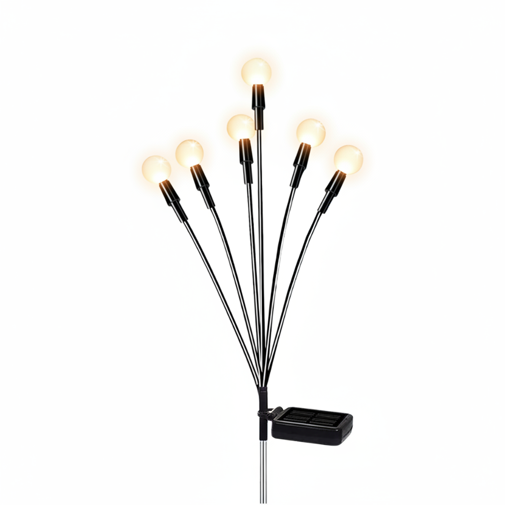 Luci solari a rami con palline luminose per giardino esterno, pannello solare e interruttore impermeabile.
