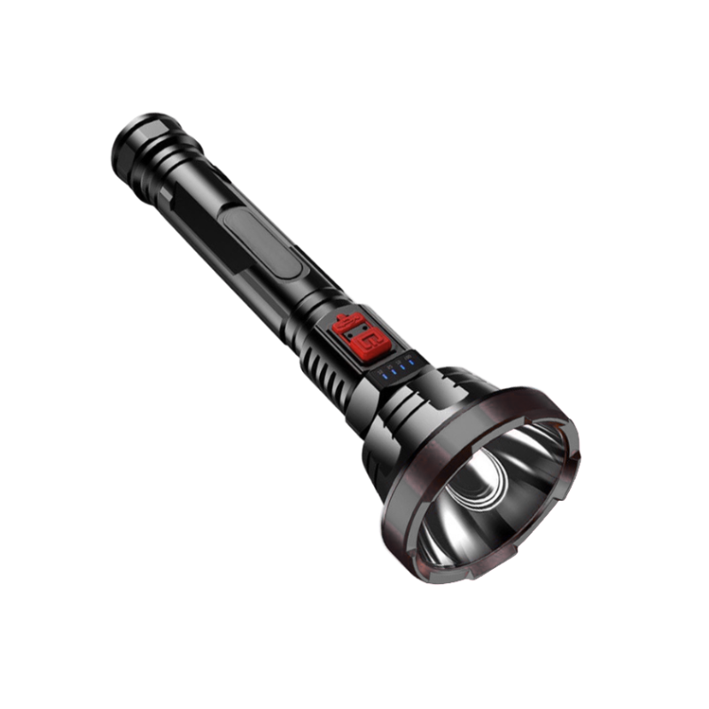 Torcia tattica LED da 90000 lm, ricaricabile USB, corpo in ABS, ideale per escursionismo, campeggio e autodifesa.