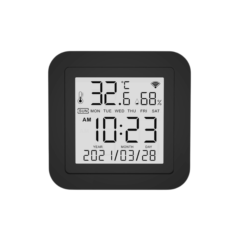 Sensore WIFI temperatura e umidità con display digitale che mostra ora e data, compatibile Alexa e Google Assistant