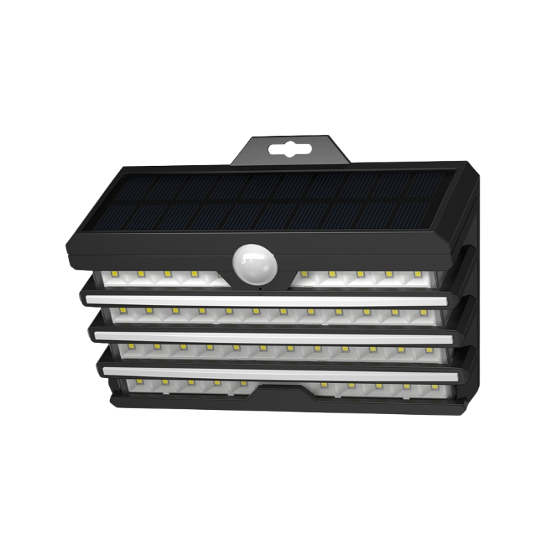 Lampada solare da giardino impermeabile a LED con sensore di movimento, montata a parete, nero