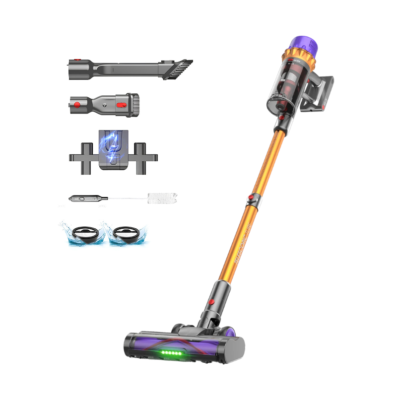 Aspirapolvere a batteria Erabros EV5 550W, 70kPa aspirazione, 80 minuti autonomia, 4 modalità, kit accessori.