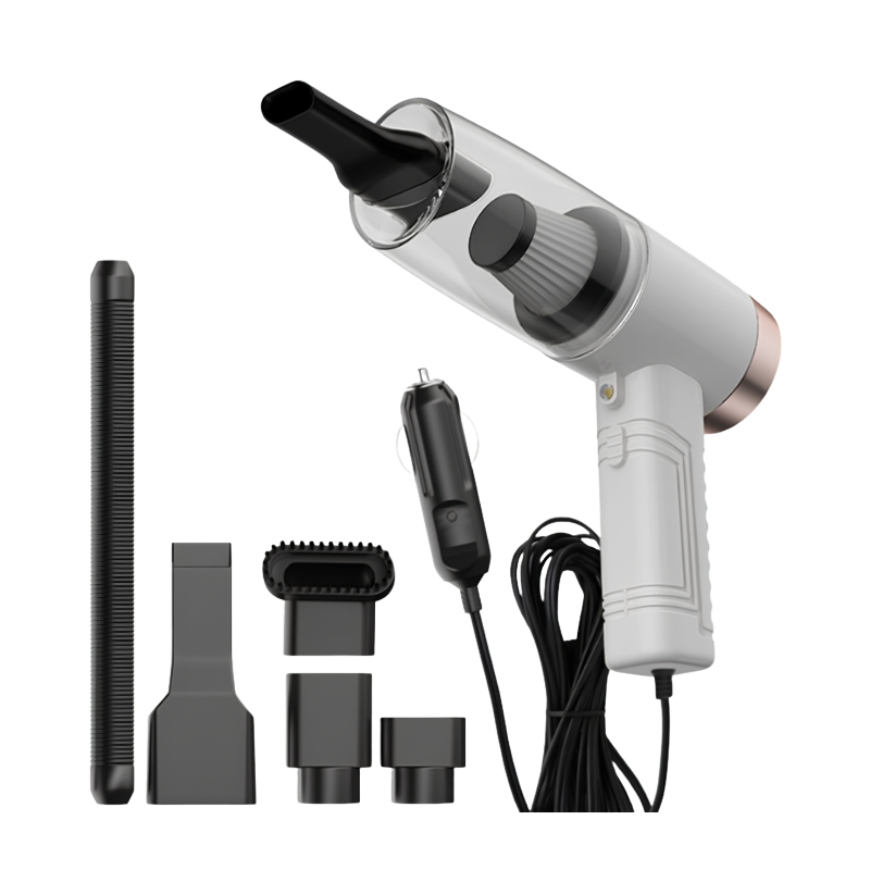Aspirapolvere portatile potente per auto, mini, uso duale casa e auto, bianco con accessori inclusi
