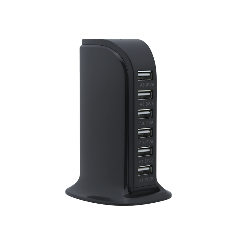 Caricatore da viaggio multipresa USB a 6 porte per barca a vela, colore nero