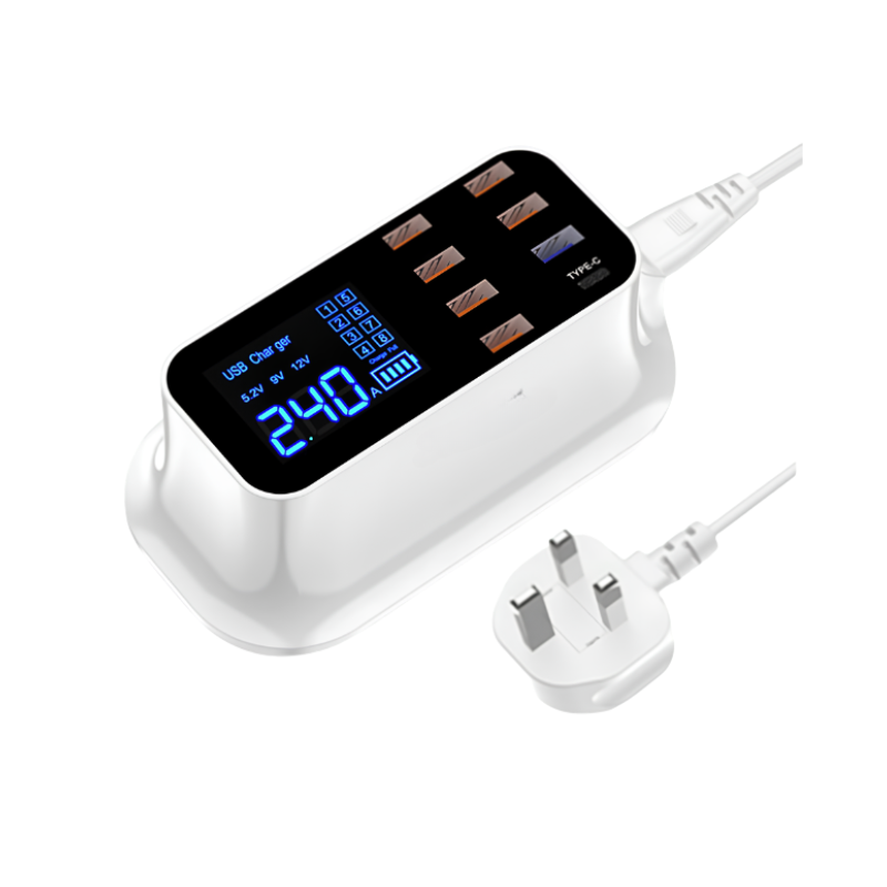 Multipresa Digitale Intelligente 6 porte USB con USB-C e ricarica rapida, display LED che mostra lo stato di ricarica