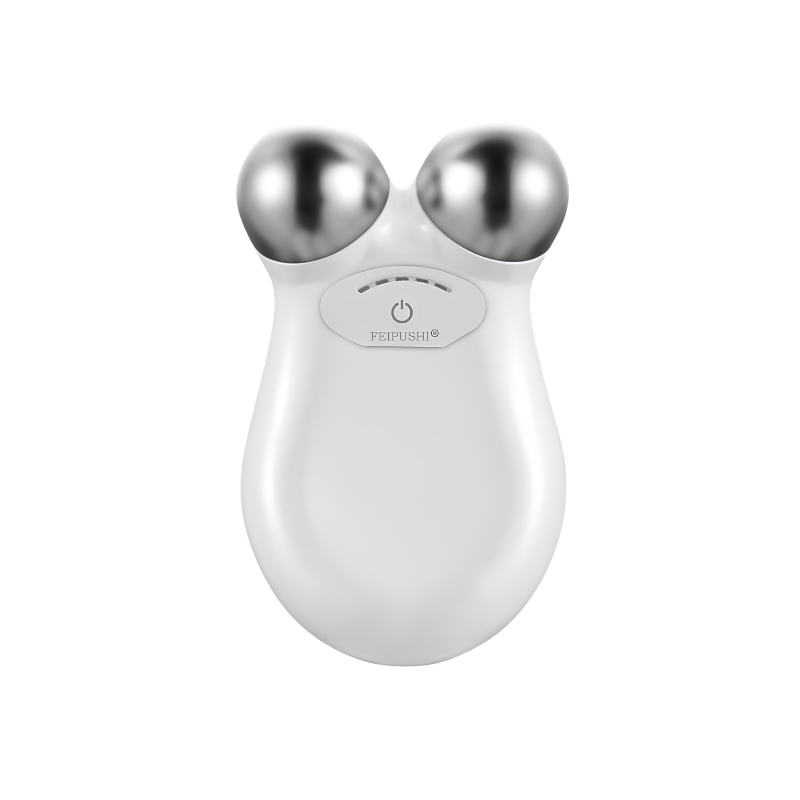 Massaggiatore facciale a microcorrente EMS con teste metalliche per rassodare la pelle e ridurre le rughe.