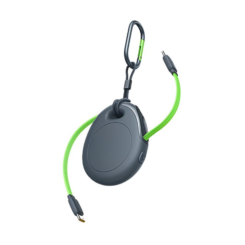 Cavo USB-C Type-C retrattile 240W con moschettone verde, ricarica rapida e trasferimento dati per iPhone e MacBook