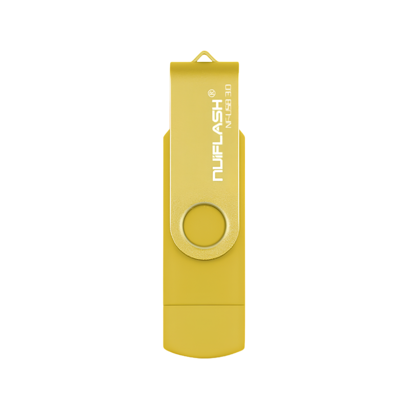 Chiavetta OTG USB gialla da 16/32/64/128 GB, USB 3.0, con cappuccio girevole