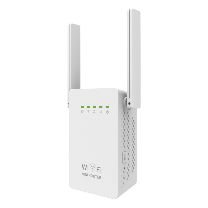 Ripetitore WiFi con due antenne e due porte di rete, in modalità router o ripetitore.